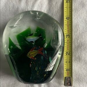 Glass Paperweight with Fish Design